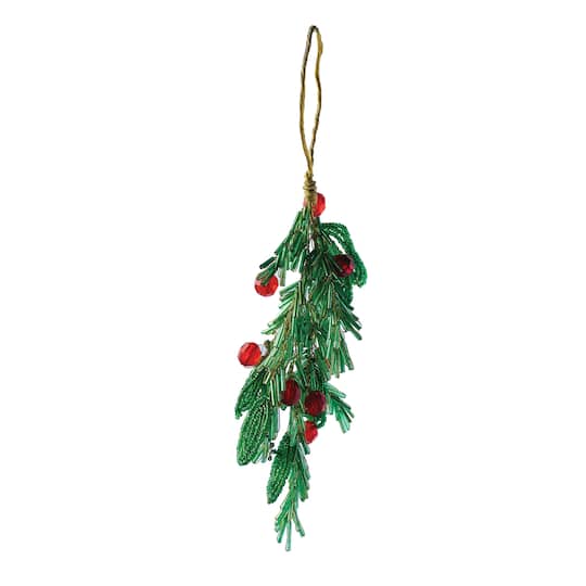 Hello Honey® 7" Glass Bead Mistletoe & Berries Ornament